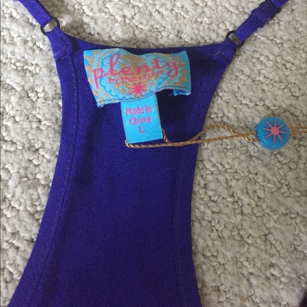 Designer sequin‎ neckline swing racerback top tank L - Picture 4 of 9